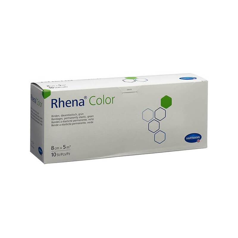 Rhena Color Elastische Binde 8cmx5m grün offen (10 Stk)