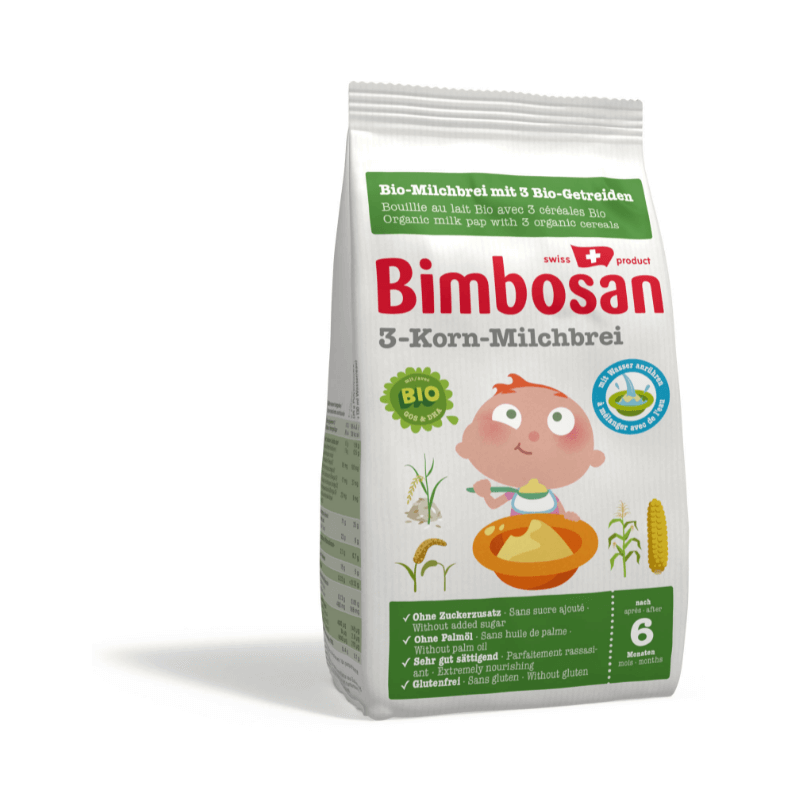 Bimbosan Organic 3-grain milk porridge bag (280g)