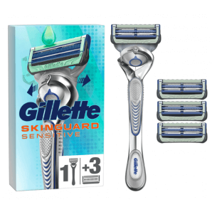 Gillette SkinGuard Sensitive Flexball Rasierer mit 3 Ersatzklingen (1 Stk)