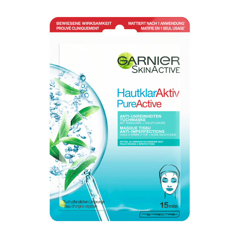 GARNIER Skin Active HautklarAktiv PureActive Anti-Unreinheiten Tuchmaske (28g)