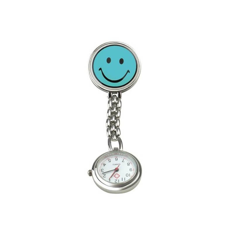 SUNDO Schwestern-Uhr Smiley 9cm hellblau mit Clip (1 Stk)