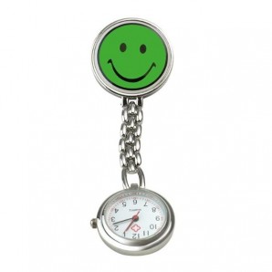 SUNDO Schwestern-Uhr Smiley 9cm grün mit Clip (1 Stk)