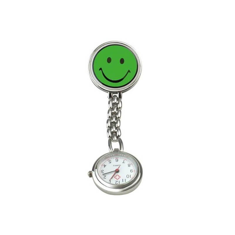 SUNDO Schwestern-Uhr Smiley 9cm grün mit Clip (1 Stk)