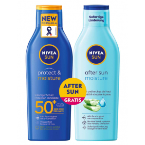 NIVEA Sun protect & moisture Lotion LSF50 + after sun moisture Lotion (2x200ml)