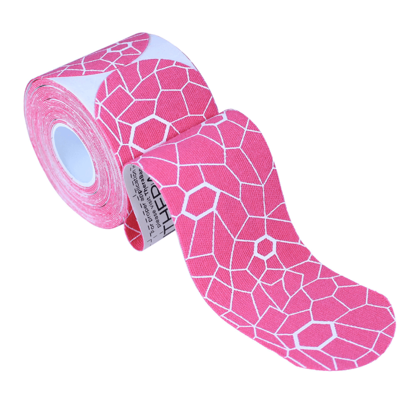 TheraBand Kinesiology Tape Precut Roll Pink/White 5cm x 25cm (1 Stk)
