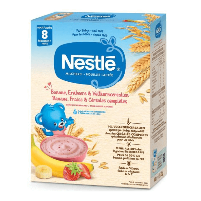 Nestle Milchbrei Banane, Erdbeere & Vollkorncerealien 8+M (450g)