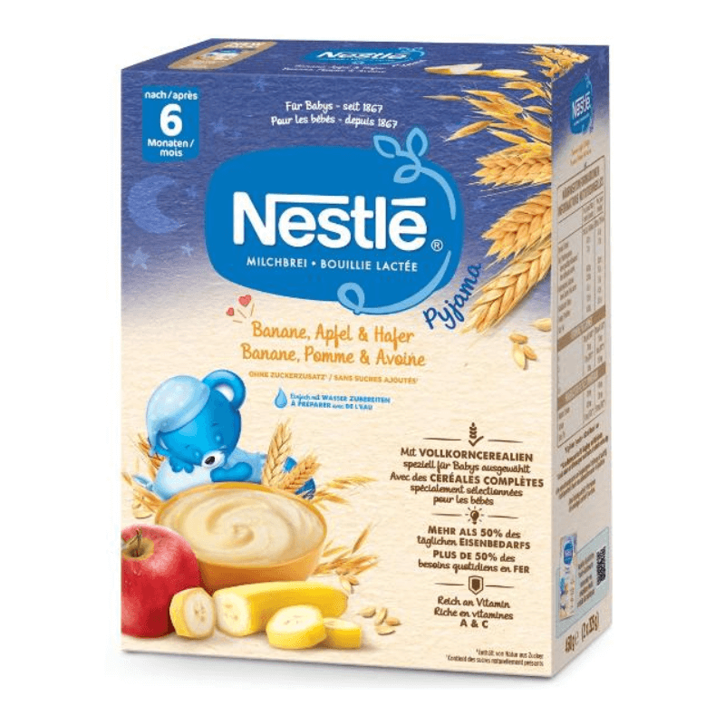 Nestle Milchbrei Pyjama Banane, Apfel & Hafer 6+M (450g)