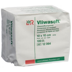 L & R Vliwasoft Vliesstoffkomprresse 10x10cm 4-lagig, (100 Stk)
