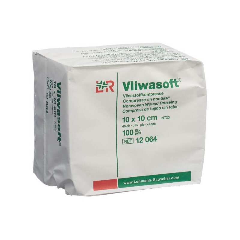 L & R Vliwasoft Vliesstoffkomprresse 10x10cm 4-lagig, (100 Stk)
