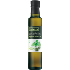 biofarm Olivenöl mit Basilikum Knospe (250ml)