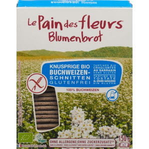 Le Pain des fleurs Blumenbrot Knusprige Bio Buchweizen-Schnitten ohne Salz & Zucker (150g)