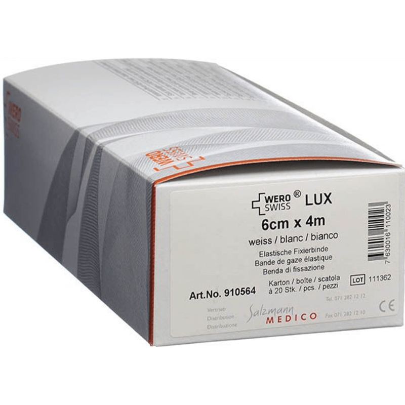 WERO SWISS Lux elastische Fixierbinde 4mx6cm weiss (20 Stk)