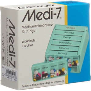 Sahag Medi-7 Medidosierer 7 Tage 4 Fächer türkis Deutsch (1 Stk)