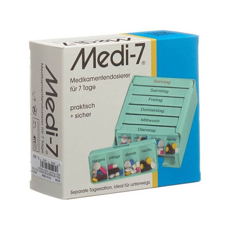 Sahag Medi-7 Medidosierer 7 Tage 4 Fächer türkis Deutsch (1 Stk)
