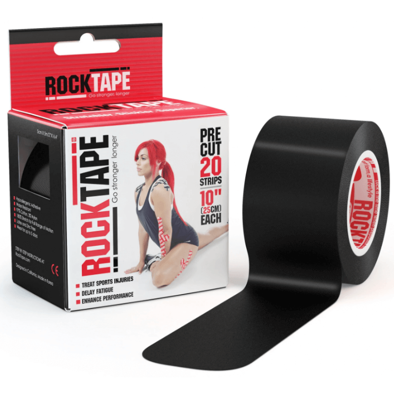 ROCKTAPE Pre-Cut Black 20 strips x 5cm x 25cm (1 pcs)