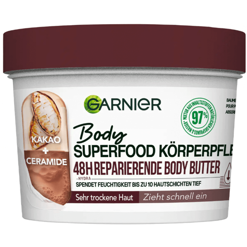 GARNIER Body Superfood 48H reparierende Body Butter Kakao + Ceramide (380ml)
