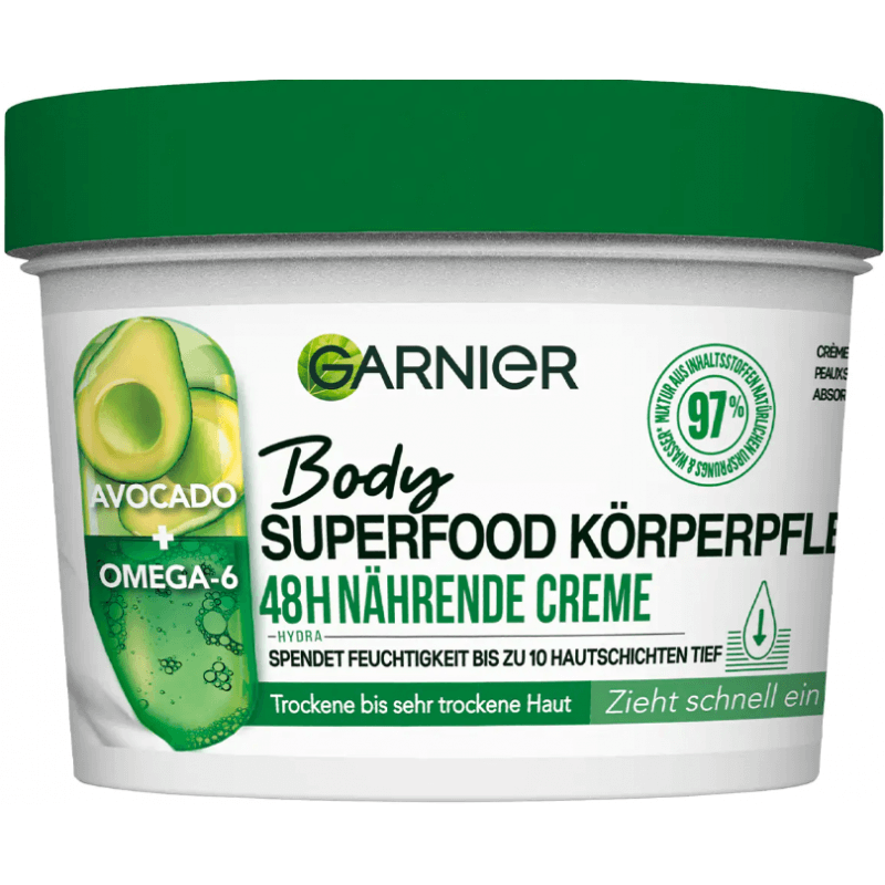 GARNIER Body Superfood 48H nährende Creme Avocado + Omega-6 (380ml)