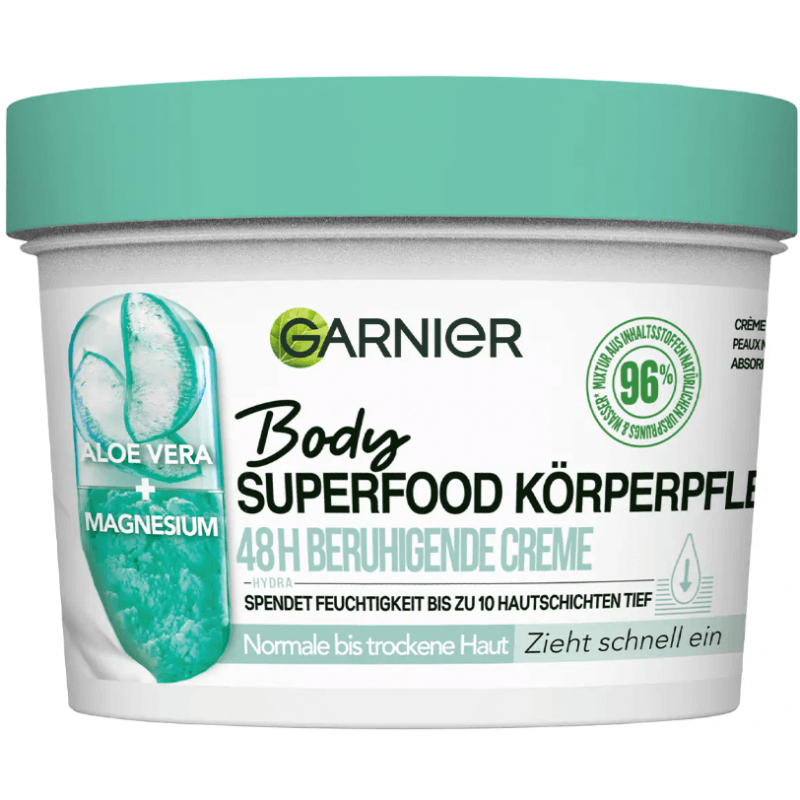 GARNIER Body Superfood 48H beruhigende Creme Aloe Vera + Magnesium (380ml)