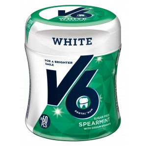 V6 White chewing gum...