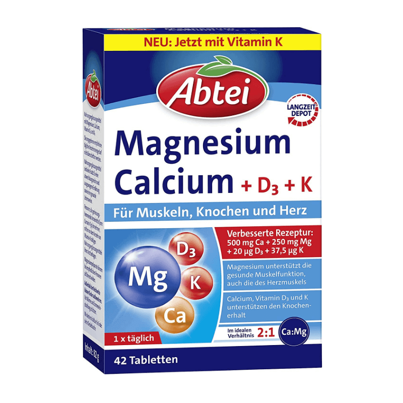 Abtei Magnesium Calcium + D3 + K (42 pièces)