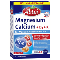 Abtei Magnesium Calcium + D3 + K (42 pièces)