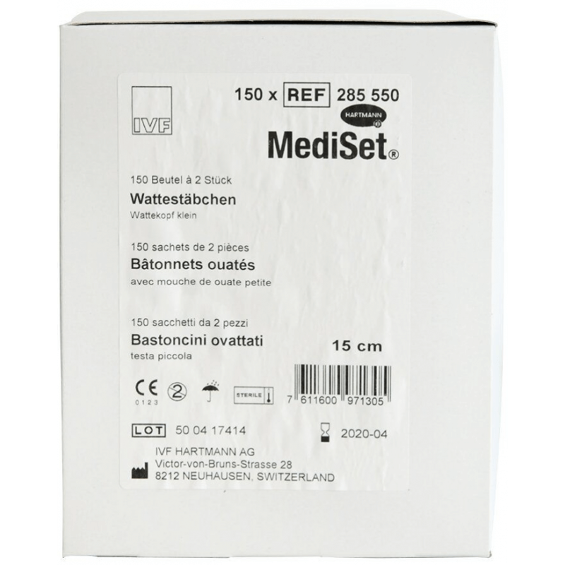 MediSet Wattestäbchen Wattenkopf klein (150x2 Stk)