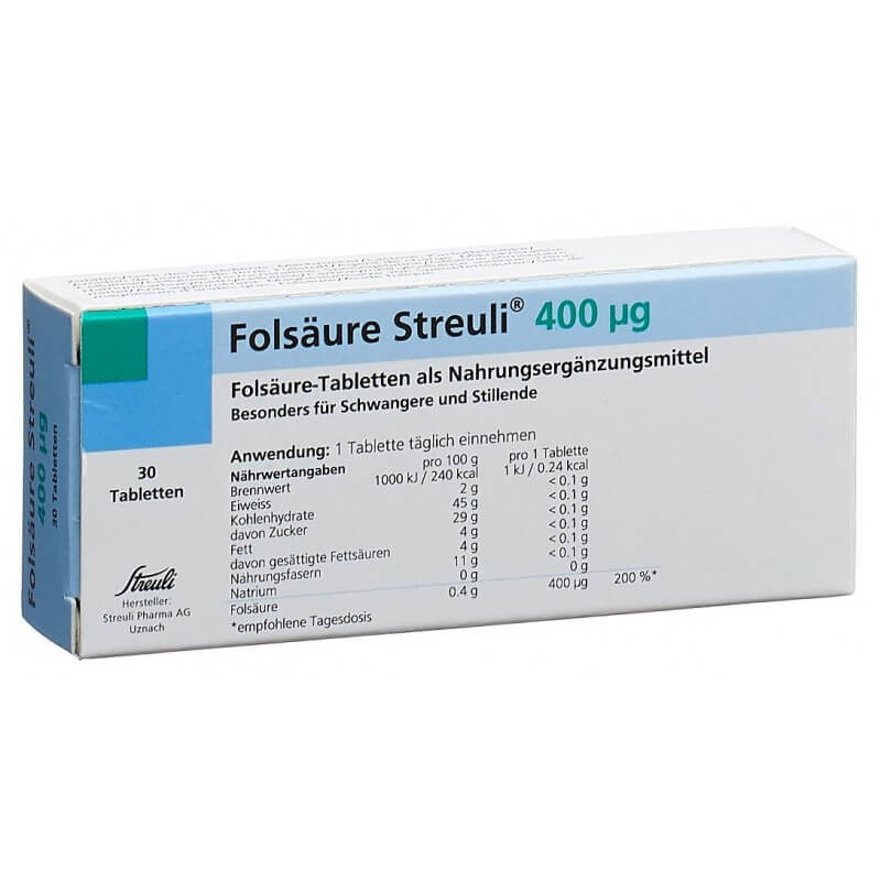 Folsäure Streuli 400 mcg Tabletten (100 Stk)