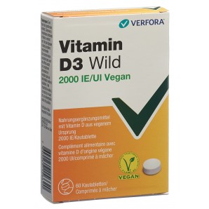 VERFORA Vitamin D3 Wild Kautabletten 2000 IE vegan (60 Stk)
