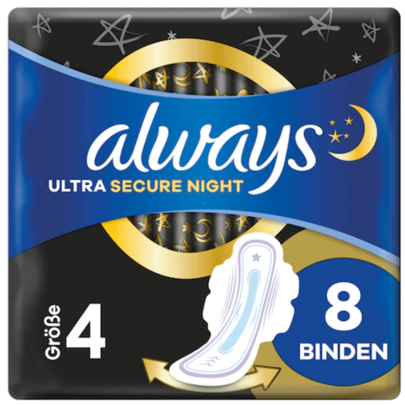 always Ultra Secure Night Binden mit Flügeln (8 Stk)