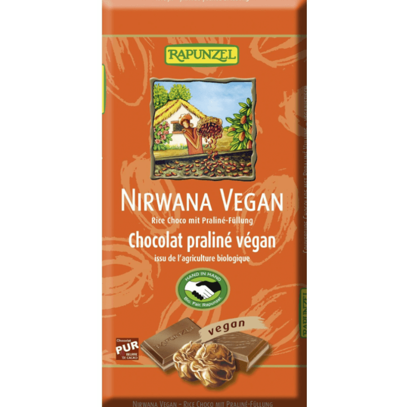 RAPUNZEL Nirwana Vegan Rice Choco mit Praliné-Füllung (100g)