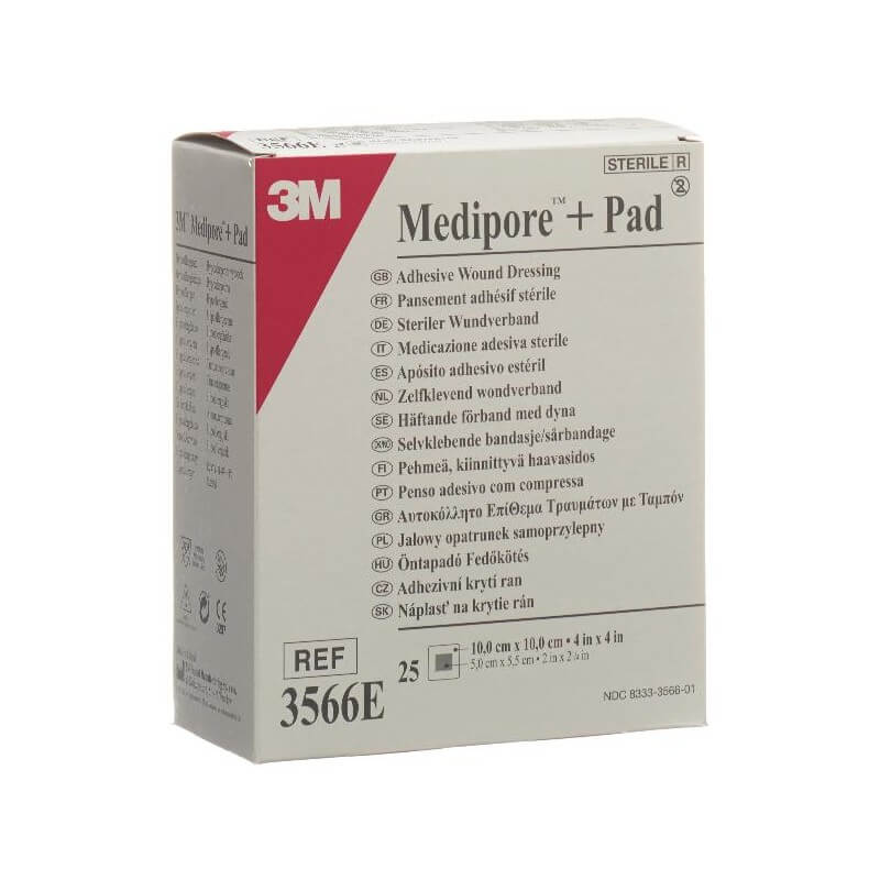 3M Medipore + Pad 10x10cm Wundkissen 5x5.5cm (25 Stk)