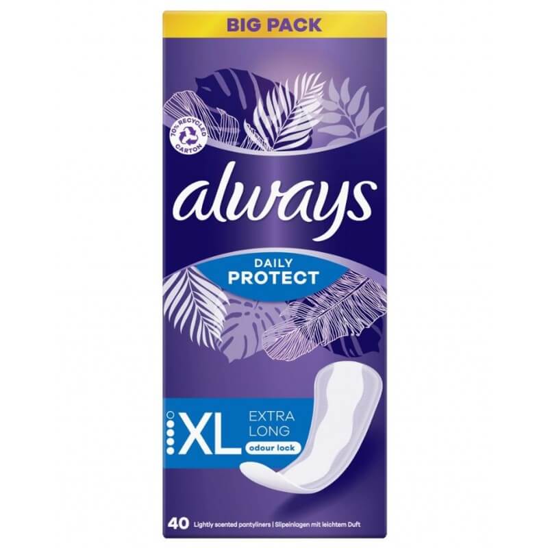 Always Slipeinlagen Daily Protect Extra Long mit leichtem Duft Big Pack (40 Stk)