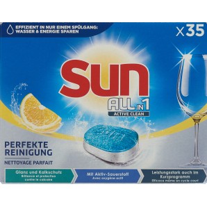 Sun All-in-1 Active Clean Tabs Lemon Box (35 Stk)