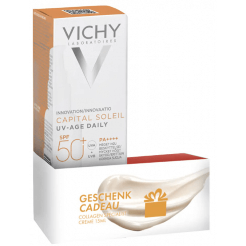 VICHY Capital Soleil UV-Age Daily SPF50+ & gratis Liftactiv Collagen Specialist (40ml)