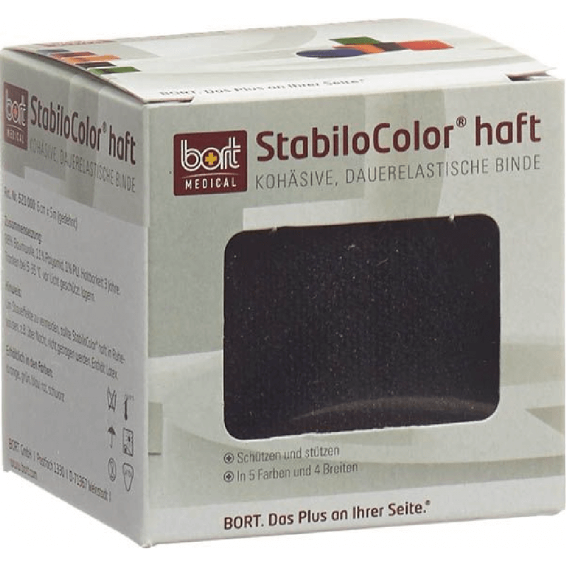 Bort StabiloColor Binde 6cmx5m kohesiv schwarz (1 Stk)