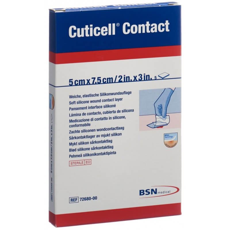 Cuticell Contact Silikonwundauflage 5x7.5cm (5 Stk)