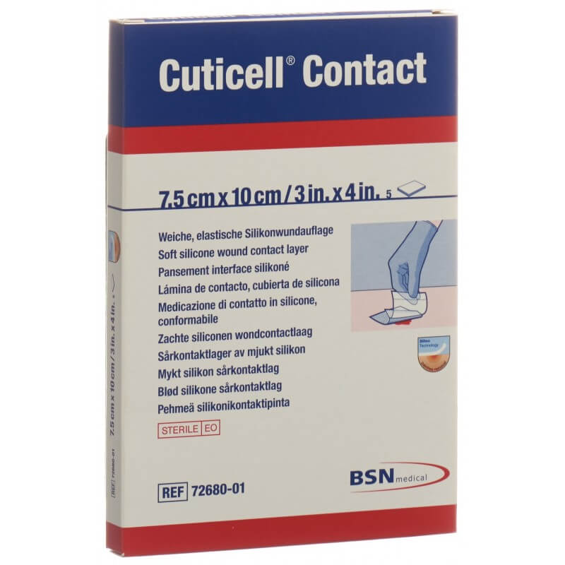 Cuticell Contact Silikonwundauflage 7.5x10cm (5 Stk)