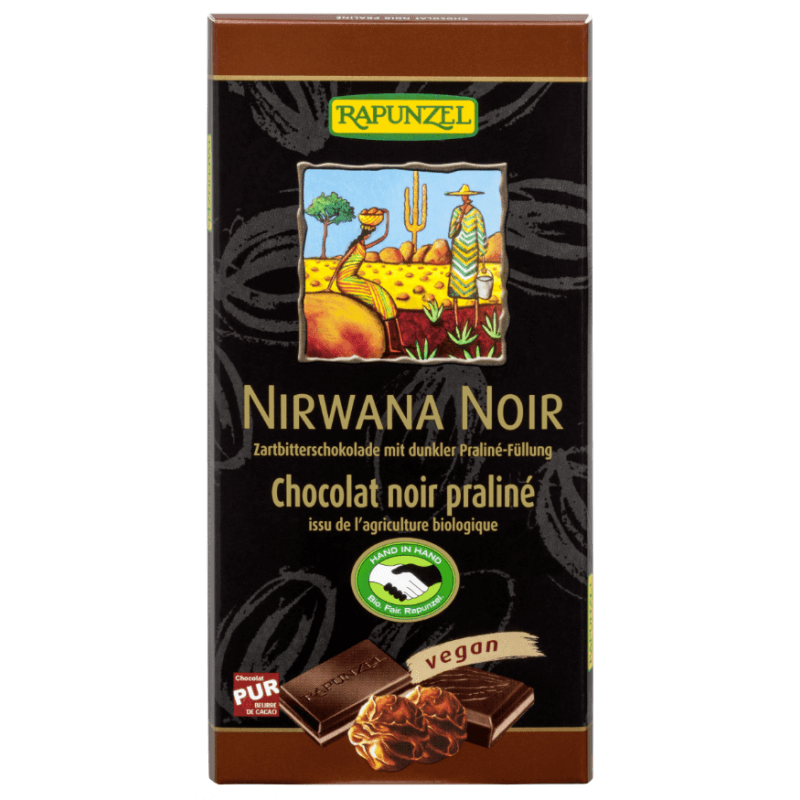 RAPUNZEL Nirwana Noir Zartbitterschokolade mit dunklere Praliné-Füllung vegan (100g)