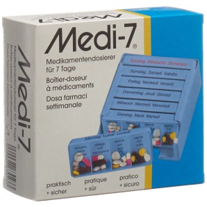Sahag Medi-7 Medikamentendosierer 7 Tage D/F/I blau (1 Stk)