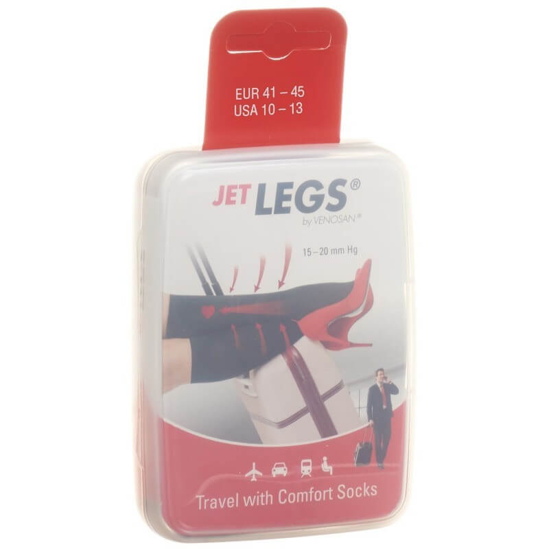 JET LEGS Travel socks 41-45 black Karton (1 Paar)