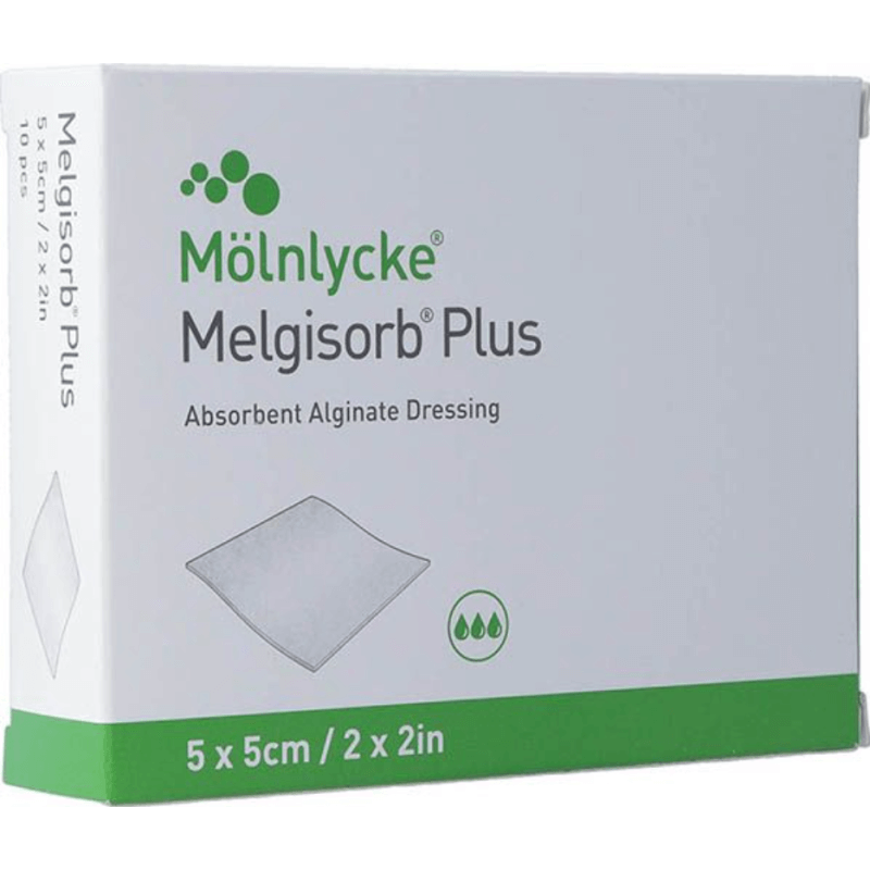 Melgisorb Plus Alginatverband 5x5cm (10 Stk)
