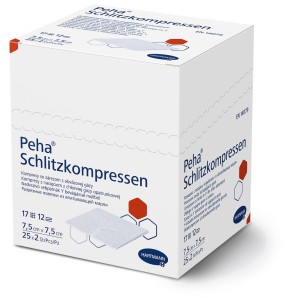 Peha Schlitzkompressen T17 7.5x7.5cm 12f (25x2 Stk)
