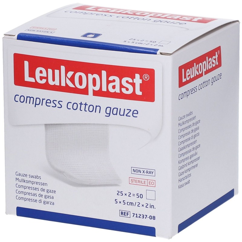 Leukoplast Compress Cotton Gauze sterile, 5 x 5 cm, 12-fold (25x2 pcs.)