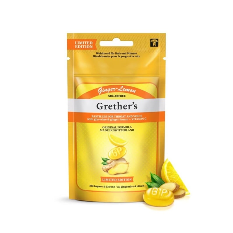 Grether's Ginger Lemon Vitamin C Pastillen ohne Zucker (75g)