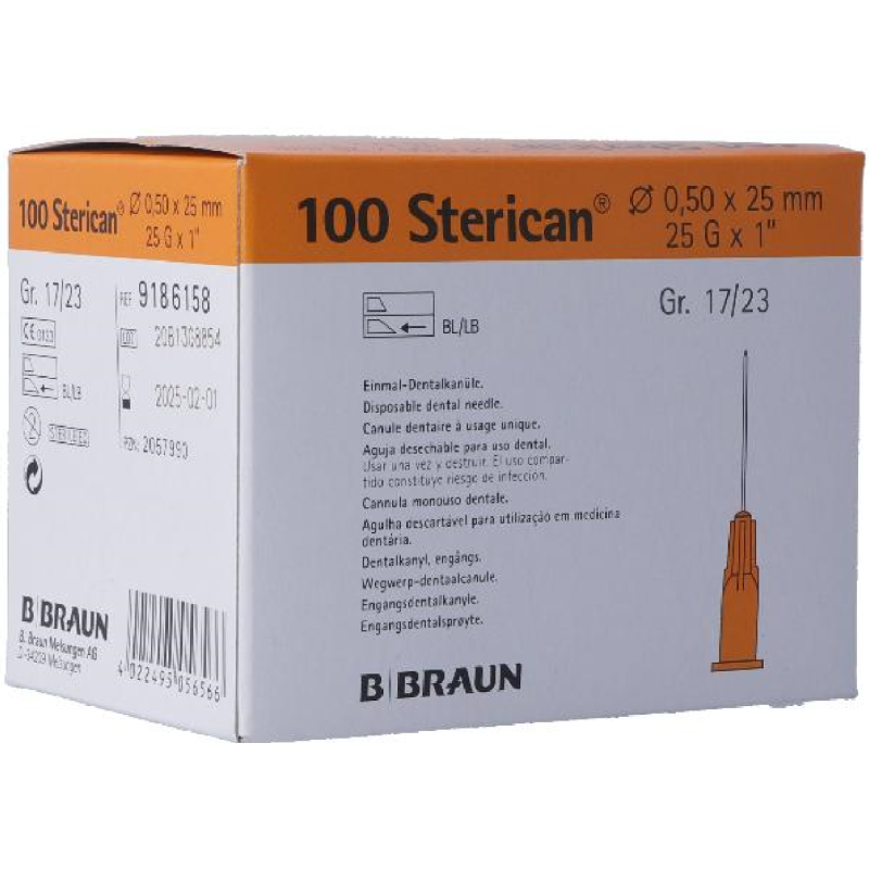 B. BRAUN Sterican Nadel Dent 25G 0.5x25mm orange (100 Stk)
