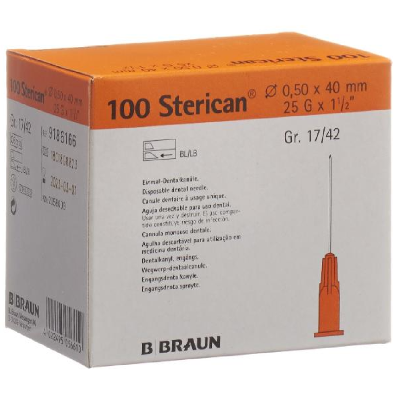 B. BRAUN Sterican Nadel Dent 25G 0.5x40mm orange (100 Stk)