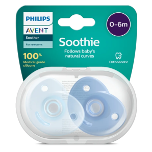 Philips Avent Curved Soothie Blue 0-6m inklusiv Stericase (2 Stk)