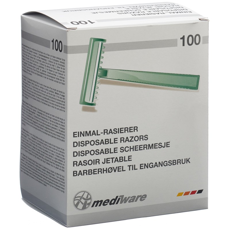 Mediware Einmalrasierer mit Klingenschutz unsteril grün (100 Stk)