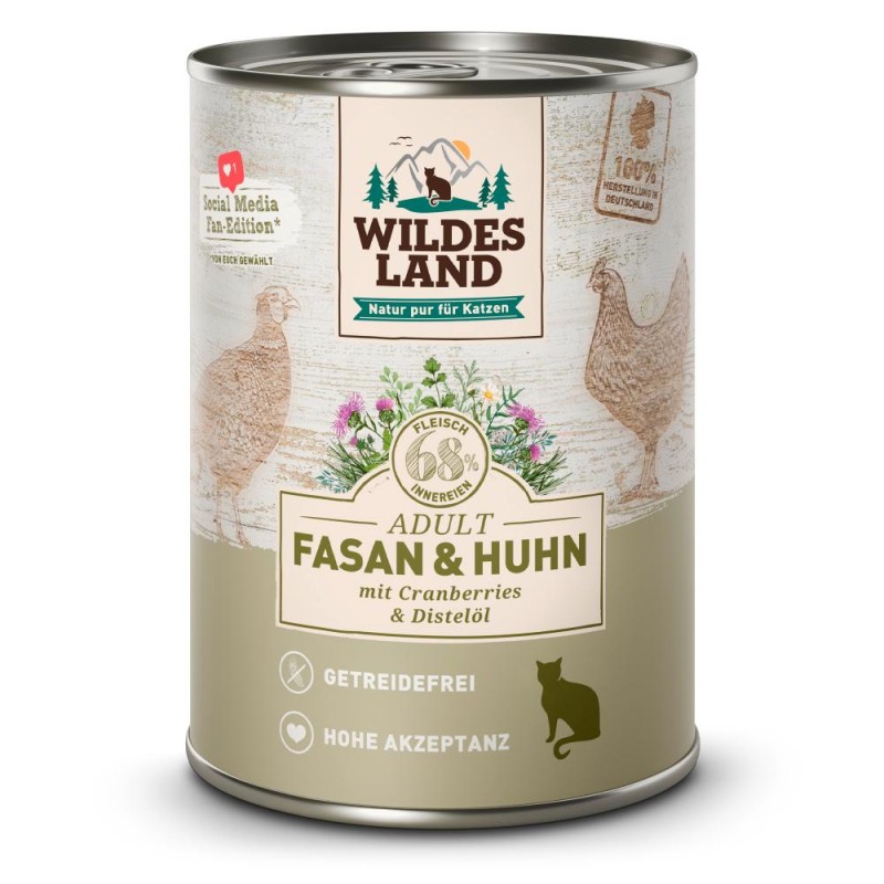 WILDES LAND Adult Fasan&Huhn mit Cranberries&Distelöl (6x400g)