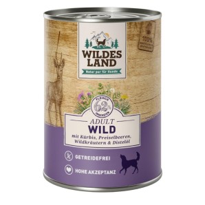 WILDES LAND Adult Wild mit Kürbis, Preiselbeeren, Wildkräutern&Distelöl (6x400g)